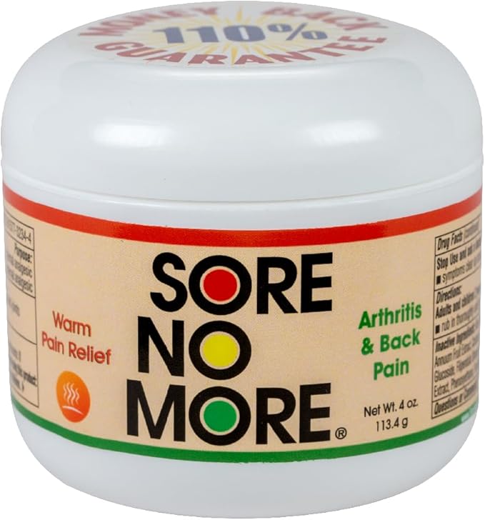 Sore No More Warm Arthritis Pain Relief Cream – Targeted Reliever for Back, Neck, Hands & Feet – Soothing & Fast-Acting Formula for Aches and Pains – Non-Greasy with Orange Aroma – 4 oz