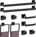 10-Piece Matte Black Bathroom Hardware Accessories Set Black Towel Bar Set Towel Holder Set Stainless Steel Wall-Mounted Towel Rack Set for Bathroom,23.6 Inch Towel Bar