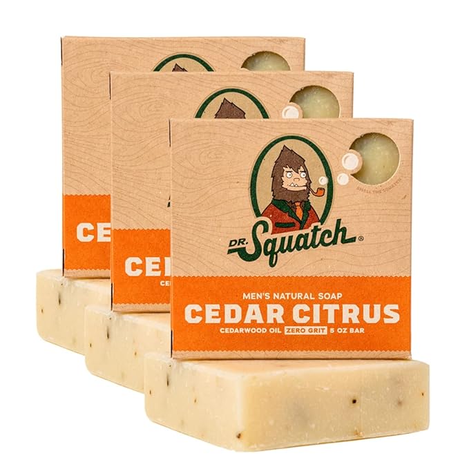 Dr. Squatch Natural Bar Soap for Men - Cold Process Soap with No Harsh Chemicals - Cedar Citrus (5 oz, 3-Pack)