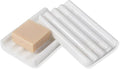 2PCS Koville African Natural Marble Soap Dish for Shower, Stone Soap Tray for Bathroom, Bar Soap Holder for Sink, Stripe Grooves Saver Keep Bars Dry Easy Clean (Namib Bianco)