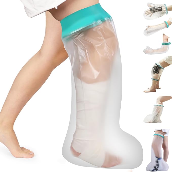 Cast Covers for Shower Leg, Waterproof Cast Cover for Showering/Swimming, Cast Protector for Shower Leg Adult, Water Proof Shower Boots for Foot after Surgery, Knee, Ankle, Boot (Diameter-7.9")