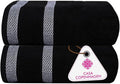 CASA COPENHAGEN Solitaire 2 Piece Bath Sheet Towel Set- Black, 600 GSM Designed in Denmark Made of Soft Egyptian Cotton for Bathroom, Kitchen & Shower