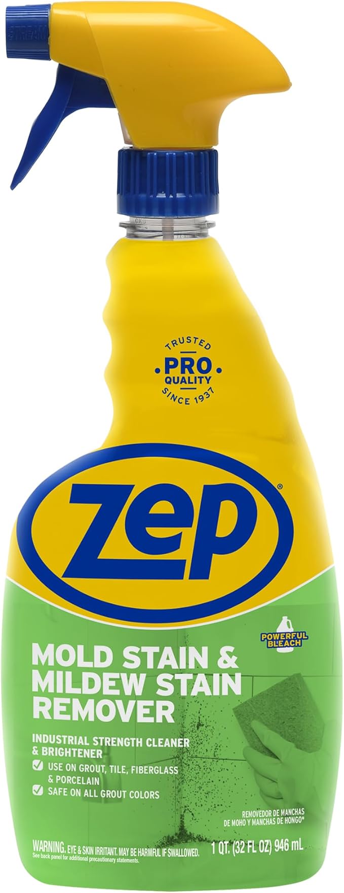 Zep Mold Stain and Mildew Stain Remover - 32 oz (Pack of 12) - ZUMILDEW32 - Experience the Power of our Professional Strength No-Scrub Formula