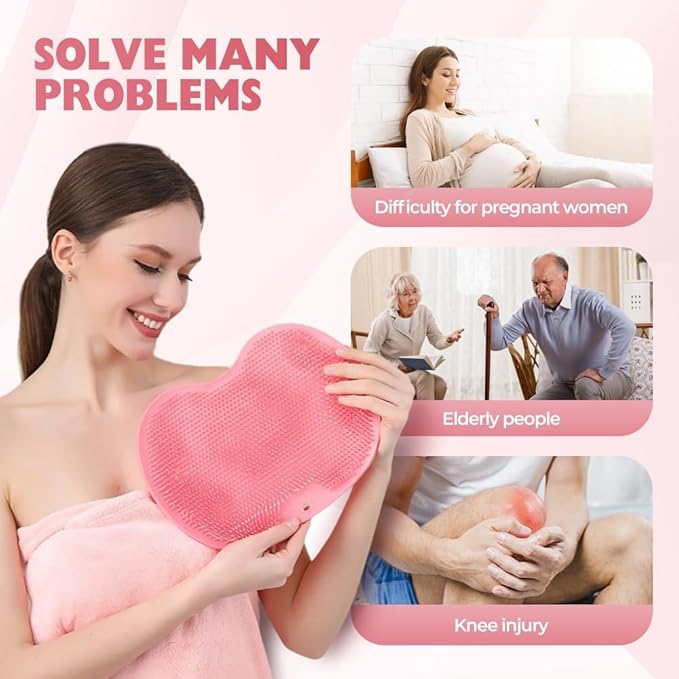 2026 New Silicone Shower Foot Scrubber Mat, Foot Back Cleaning Pad Back Washer Exfoliating Bath Wash Pad, Shower Foot Scrubber Mat with Non-Slip Suction Cups (Gray)