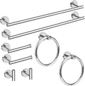 Cilee 8 Piece Polished Chrome Bathroom Hardware Set, 24inch Bathroom Towel bar+Towel Ring+Toilet Paper Holder+ Robe Towel Hook, SUS304 Stainless Steel Bathroom Accessory Set