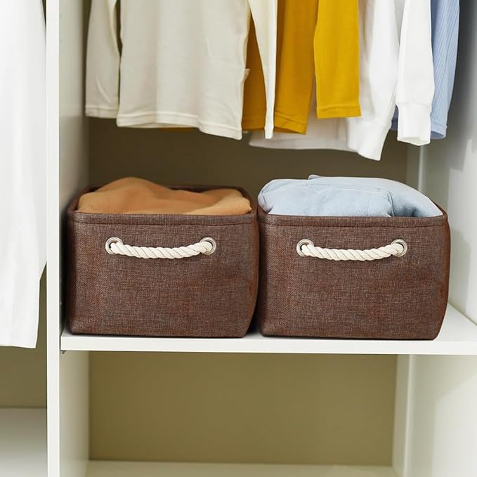 WarmHome Fabric Storage Bin Shelf Basket for Home, Closet(Brown-3 Pack, 13.8L9.8W6.7H)