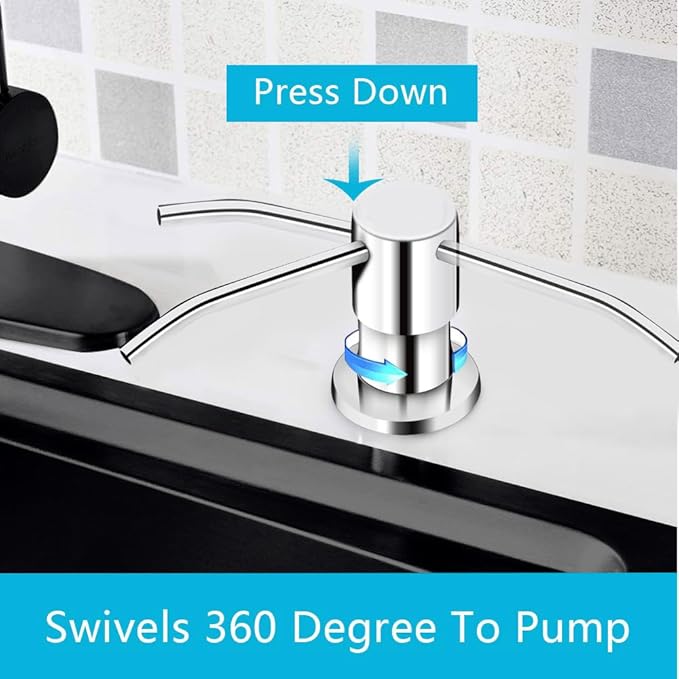 Soap Dispenser for Kitchen Sink, in Sink Soap Dispenser Pump, 47" Silicone Extension Tube Connect to The Soap Bottle Directly, Say Goodbye to Frequent Refills (Chrome)