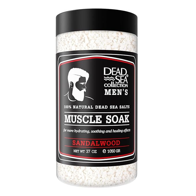 Dead Sea Collection Bath Salts for Men with Sandalwood Oil - Muscle Recovery Bath Soak – Mens Pure Dead Sea Salt for Soothing and Relaxing - 37 Oz