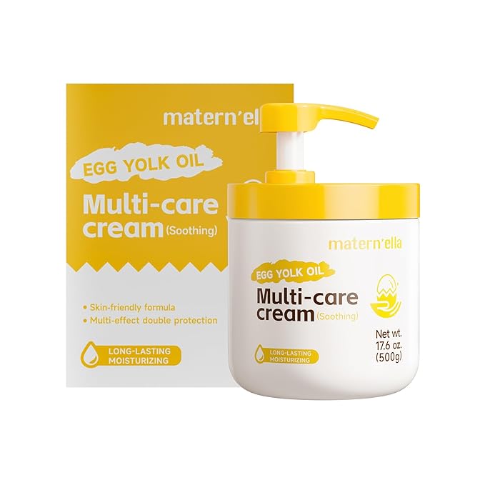 MATERN'ELLA Body Moisturizer with Egg Yolk Oil, Body Lotion natural Long-Lasting Hydration 48h with Squalane & Sodium Hyaluronate Cream Suitable for Sensitive Skin Fragrance Free Total 17.6 oz