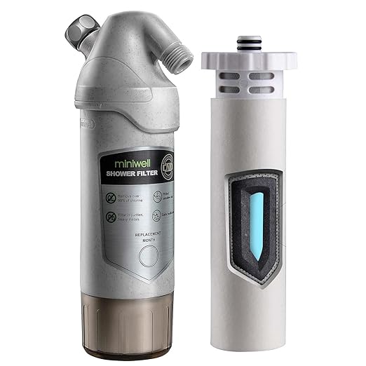 miniwell L720-Plus Shower Filter System-for Bathroom Hard Water and Well -Remove Chlorine & Heavy Metals & Sediments impurties- Good for Skin & Hairs