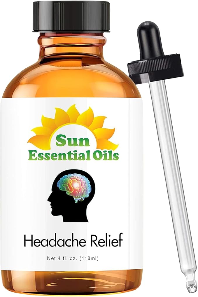 Sun Essential Oils - Headache Relief Blend Essential Oil (Huge 4 Ounce Bottle) Bulk - Head Relief Essential Oil