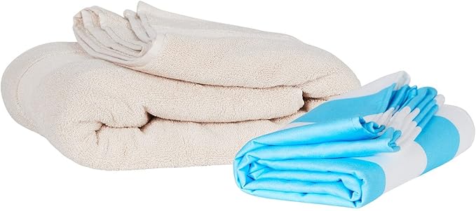 Dock & Bay Beach Towel - Quick Dry, Sand Free - Compact, Lightweight - 100% Recycled - Includes Bag - Cabana Light - Tulum Blue - Large (160x90cm, 63x35)