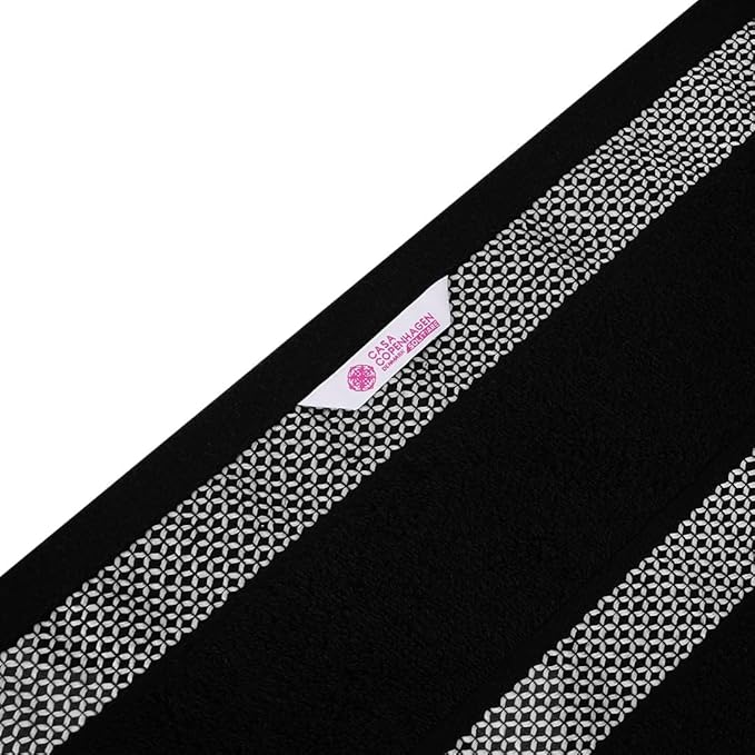 CASA COPENHAGEN Solitaire 2 Piece Bath Sheet Towel Set- Black, 600 GSM Designed in Denmark Made of Soft Egyptian Cotton for Bathroom, Kitchen & Shower