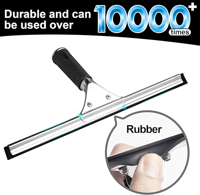 2Pack 14-Inch Multifunctional Rust Proof Window Cleaning Kit. Squeegee for Shower Glass Doors, Bathroom Doors, Mirrors and Windows