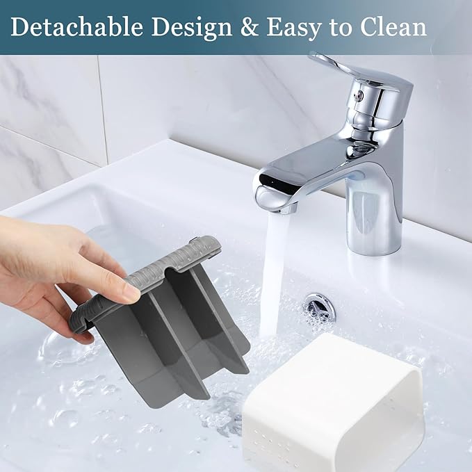 Toothbrush Holders for Bathrooms, Kids Electric Toothbrush and Toothpaste Holder, 4 Slots Tooth Brushing Holder for Bathroom Countertop Organizer and Storage, Bathroom Accessories (Grey)