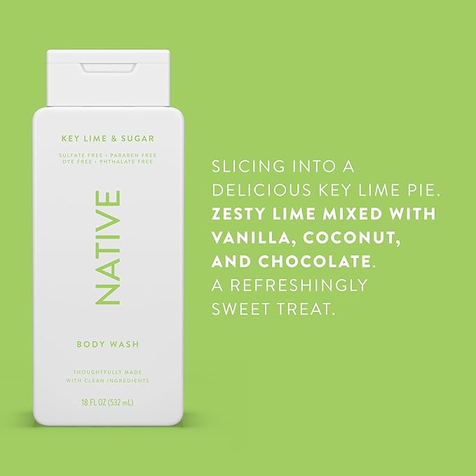 Native Body Wash Contains Naturally Derived Ingredients | For Women & Men, Sulfate, Paraben, & Dye Free Leaving Skin Soft and Hydrating |Aloe & Green Tea 18 oz - 2 Pk