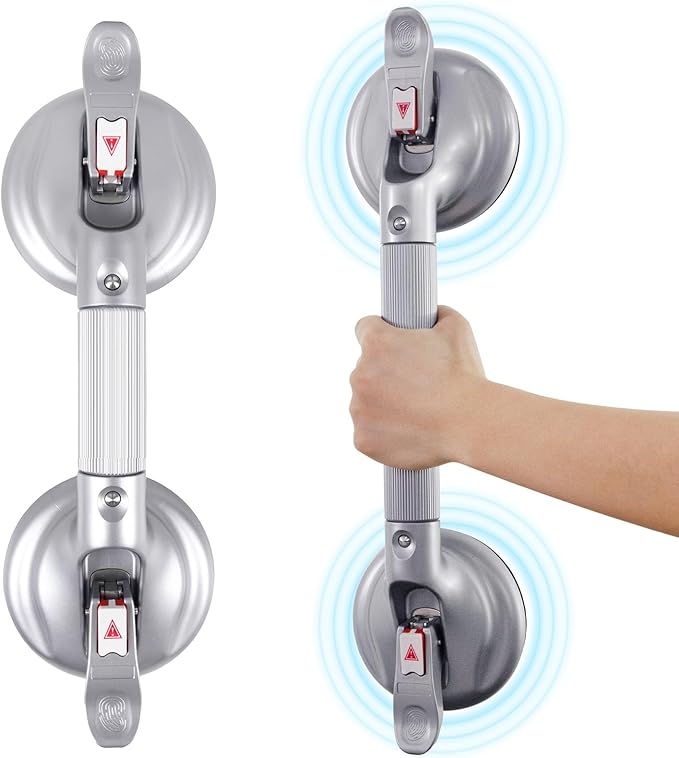 15inch Upgrade Suction Shower Grab Bar, Portable Shower Handle Bar Suction Grip Bar Bathtub Handle with Strong Hold Suction Cup Fitting and Rapid Release for Bathroom(Max Capacity :300lb