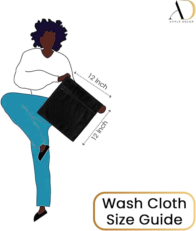 Ample Decor Wash Cloth Set of 10 100% Cotton - Popcorn Textured - Mulaayam Collection - Black 12 X 12 Inch