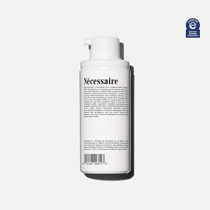 Nécessaire The Body Serum – Fragrance-Free Hydrating Lotion with Hyaluronic Acid + Niacinamide – Fast-Absorbing Body Serum for Sensitive + Eczema-Prone Skin. 1.7fl oz.