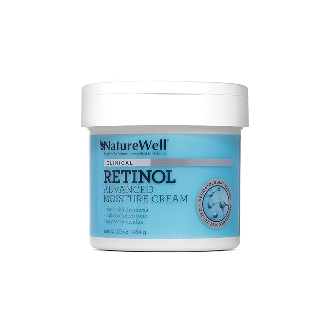 NATURE WELL Clinical Retinol Advanced Moisture Cream for Face, Body, & Hands, Boosts Skin Firmness, Enhances Skin Tone, No Greasy Residue, Packaging May Vary, 2 Pack (10 Oz Each)