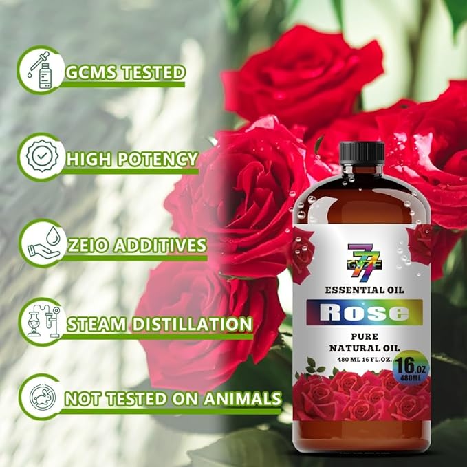 Rose Essential Oil (16 oz / 480 ml) – Rose Oils for diffusers, humidifiers, Home Baths, Cleaning Products, Yoga, DIY Soaps and DIY Scented Candles