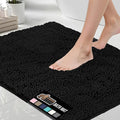 GORILLA GRIP Bath Rug Mat 30x20, Thick Soft Absorbent Chenille, Quick Dry Microfiber Mats, Rubber Backing Washable Shower Floor Rugs, Bathmat Runner, US Designed Bathroom Home Decor Accessories Black