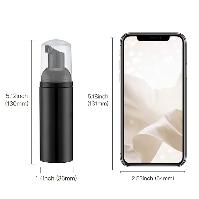 2oz Foam Pump Bottle (30PCS) Empty Travel Foaming Dispenser for Hand Soap, Lash Cleanser, Shampoo (60ml, Black