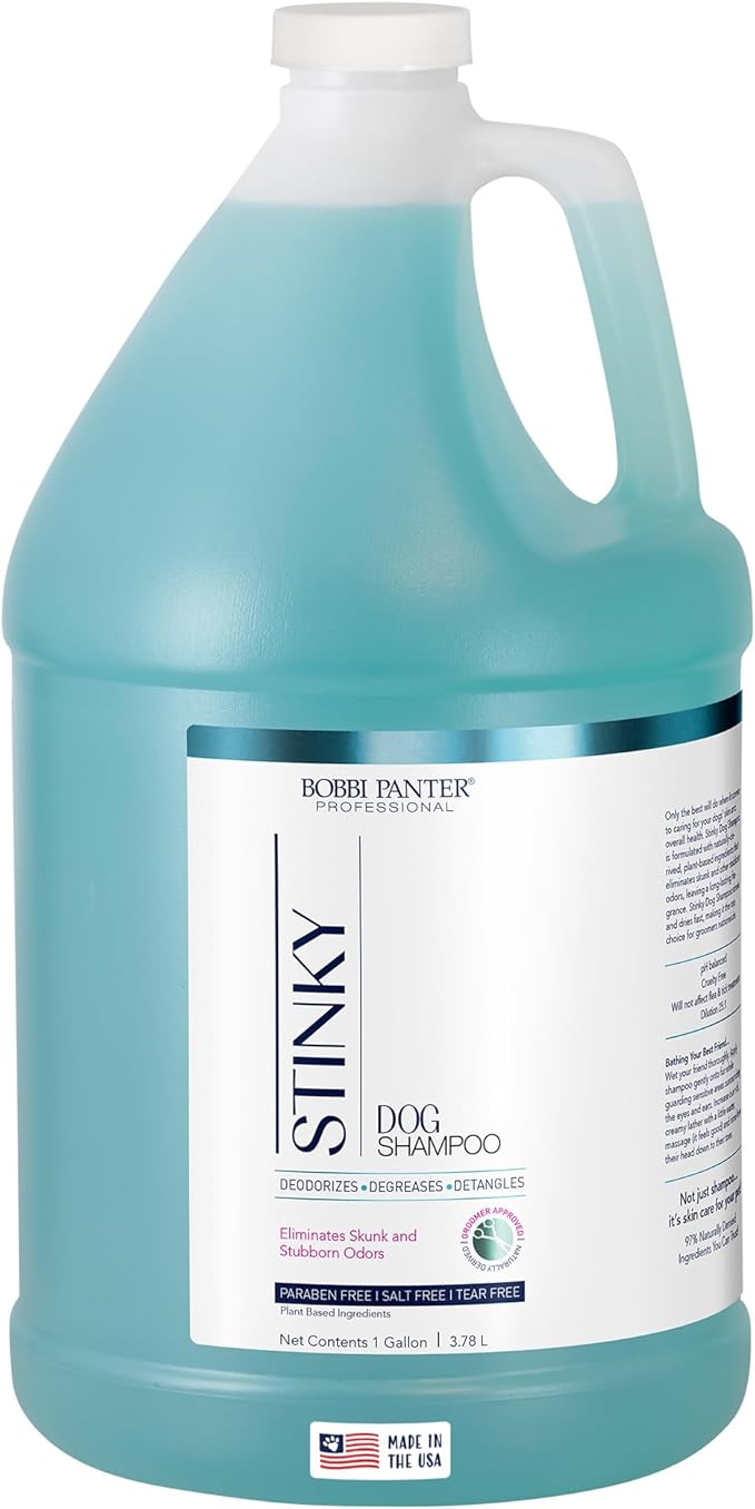 Bobbi Panter Dog Shampoo - Made in USA - All Natural Formula for Deep Nourishing and Cleasing - Concentrated 20:1 for Professional Groomers - Light Chamomile Scent, 1 Gallon