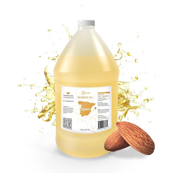 Sweet Almond Oil - for Skin and Hair - Carrier Oil for Essential Oils Mixing - From EIR Oils' Farm in Mallorca, Spain - 1 Gallon