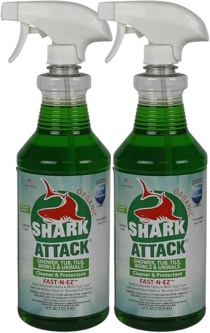 Shark Attack Organic - Bathroom Cleaner & Protectant - 32 oz (2), Green