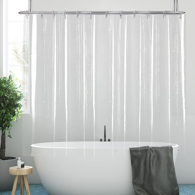 YISURE Clawfoot Tub Clear Short Length 60 Inch Shower Curtain Liner, 180x60 Inch Extra Wide 360 Shower Curtain PEVA Waterproof Wrap Around Bath Tub Curtain