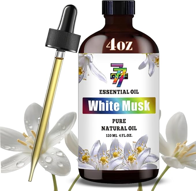 White Musk Essential Oil (4 oz/120 ml) — White Musk Oils for Aromatherapy, diffusers, humidifiers, Home fragrances, DIY Skincare, soap Making, DIY Candle, Relaxation, Yoga, and Meditation