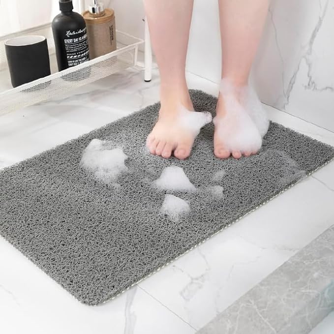 Non-Slip Bathtub Mat, Anti Slip Shower Mat, Fast Drying Bathtub Mats, Foot Scrubber Mat, Anti Slip Mat for Tub, Floor, Bathroom, Kitchen, Home, Hotel (Grey 40"×28")