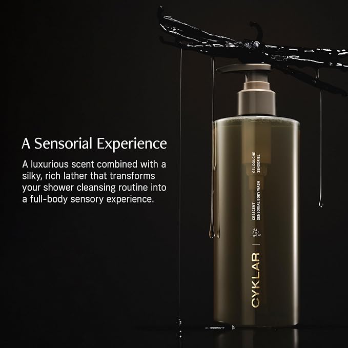 CYKLAR Sensorial Body Wash. Crescent Fragrance Hydrating Cleanser with Moisture Locking Multi-Oil Complex, Sodium PCA and Glycerin. Nourishing Shower Gel for Women and Men, 16.5 Fl Oz Luxury Bodywash