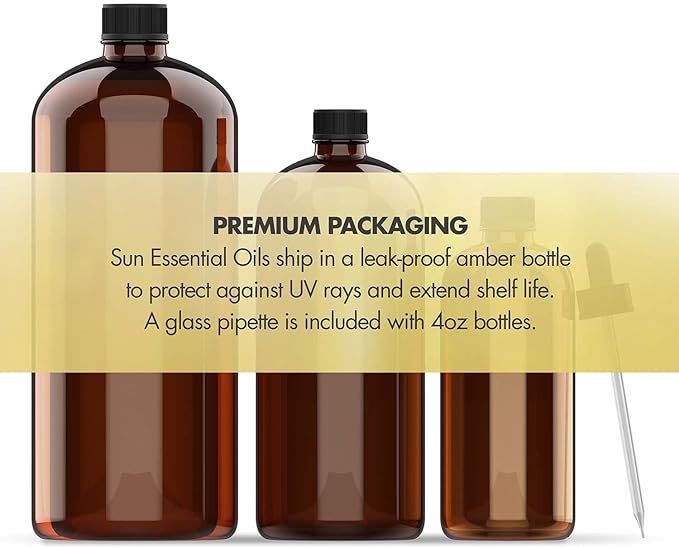 Sun Essential Oils - Sweet Orange Essential Oil 4 oz with Dropper for Diffusers, Hair, Skin Care, Aromatherapy Massage, Candle, Soap, Lotion & Cleaning Products Making, Citrus Scent for Home