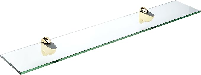 Spancraft Glass H-4.75x24-Brass Heron Glass Shelf, Brass, 4.75" x 24"