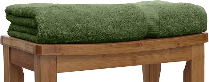 Luxury Hotel & Spa Quality, Quick Dry 100% Turkish Cotton 700 GSM, Eco Friendly Towel, for Bathroom Oversize Dobby Border Bath Towels 35 X 70 (Bath Sheet Single Towel Set of 1, Moss)