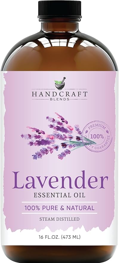 Handcraft Blends Lavender Essential Oil in Glass Bottle – Huge 16 Fl Oz – 100% Pure and Natural – Premium Grade Oil for Diffuser and Aromatherapy, Skin, Massage, Candle and Soap Making Fragrance