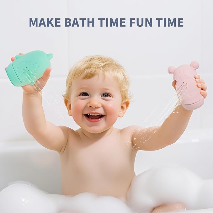 Baby Bath Toys for Toddlers, 15 PCS Mold Free Bathtub Water Play Toys with Rainbow Color Floating Boats Spoons and Silicone Sensory Bath Toys, Water Table & Pool Toys for Babies and Toddlers