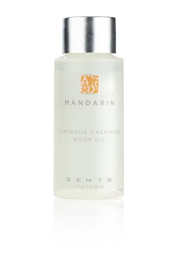 Zents Luminous Cashmere Body Oil (Travel Size - Mandarin Fragrance) | Moisturizing Body Oil with Vitamin E & Organic Coconut Oil | Softens & Smooths Skin | 1 fl oz | TSA Approved