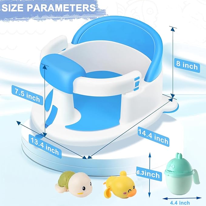 Baby Bath Seat for Babies 6 Months & up, Non-Slip Toddler Bath Seats for Babies Sitting Up,Safe Infant & Newborn Baby Bath Chair Support for Bathtub/Living Room/Shower Room, Blue