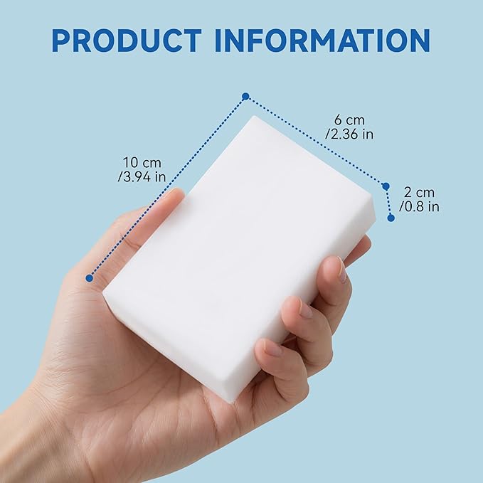 100 Pack Magic Sponge Eraser, Non-Scratch Melamine Sponges in Bulk, Multi Surface Power Scrubber Foam Cleaning Pads for Bathtub, Floor, Baseboard, Bathroom, Wall Cleaner - White Sponges