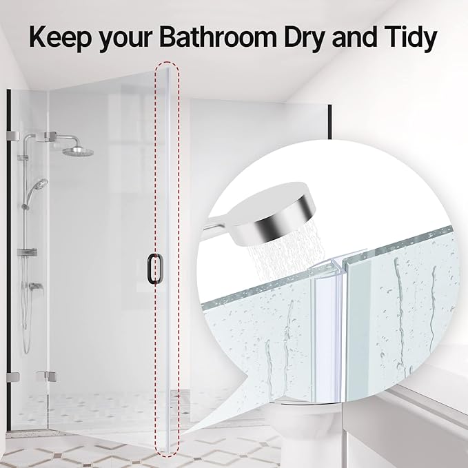 AmazerBath 5 PCS Shower Door Side Seal Strip for 3/8 Inch Glass - 15.75 Inches x 5, 5 Sections Segmented Shower Installation Kit, Frameless Glass Door Seal Strip