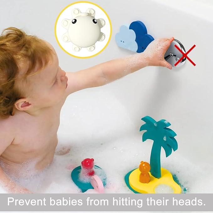 Bathroom Bathtub Overflow Drain Cover- Silicone Bath Tub Drain Cover, Tub Overflow Drain Stopper with Suction Cups, Adds Inches of Water for Deeper Bath, Cute Bathroom Accessories, Ivory
