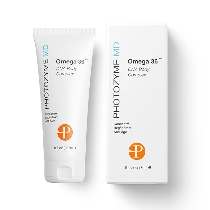 Photozyme DNA Repair Anti Aging Body Lotion Complex with DNA Enzymes + Omega 3 + 6 | Moisturizing, Hydrating, + Nourishing Skin Cream to Repair Sun Damage | Fragrance Free, Unscented | 8 Fl. Oz