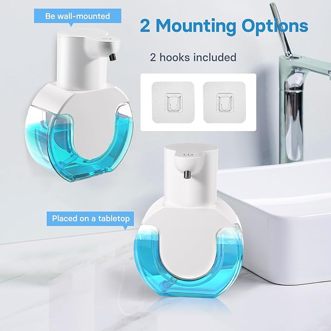 2 Pack Automatic Liquid Soap Dispenser,14.2oz/420ML Touchless Automatic Soap Dispenser,Rechargeabled Wall Mounted Smart Pump for Bathroom Kitchen