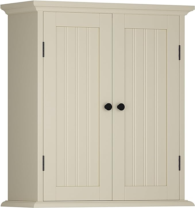 ChooChoo Bathroom Wall Cabinet, Over The Toilet Space Saver Storage Cabinet, Medicine Cabinet with 2 Door and Adjustable Shelves, Cupboard, Cream Yellow