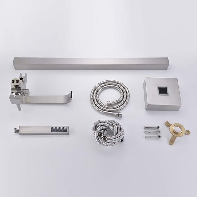 Freestanding Bathtub Faucet Tub Filler Brushed Nickel Floor Mount Faucets Brass Single Handle with Hand Shower