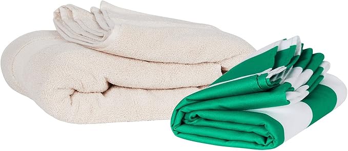 Dock & Bay Beach Towel - Quick Dry, Sand Free - Compact, Lightweight - 100% Recycled - Includes Bag - Cabana - Cancun Green - Large (160x90cm, 63x35)