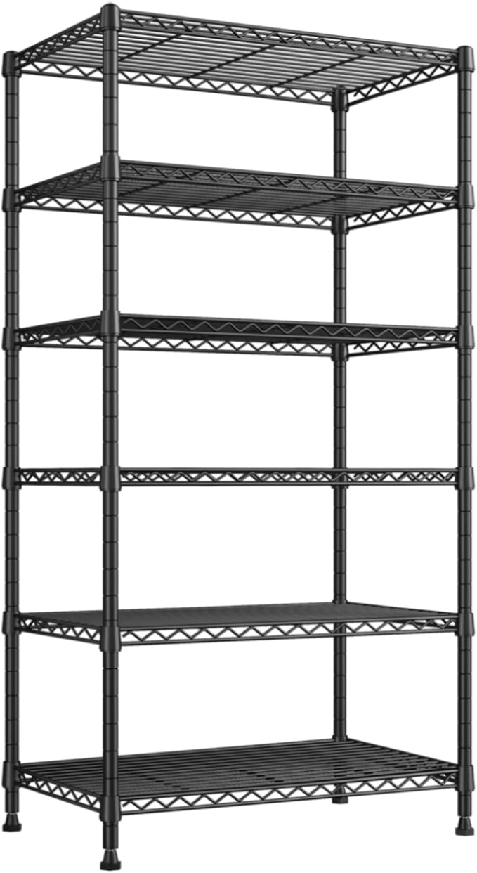 REIBII 6 Tier Shelf Metal Shelving 70"H Storage Shelves Sturdy Wire Rack Shelf Units Adjustable Detachable Storage Shelving Unit for Kitchen Laundry Pantry Garage Commercial 71"H x 21.65"W x 11.8"D
